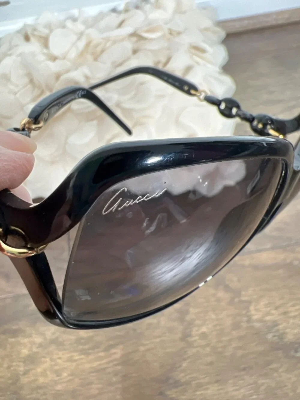 GUCCI Sunglasses GG 3584/S 59-15-115 Black and Rose Gold EUC